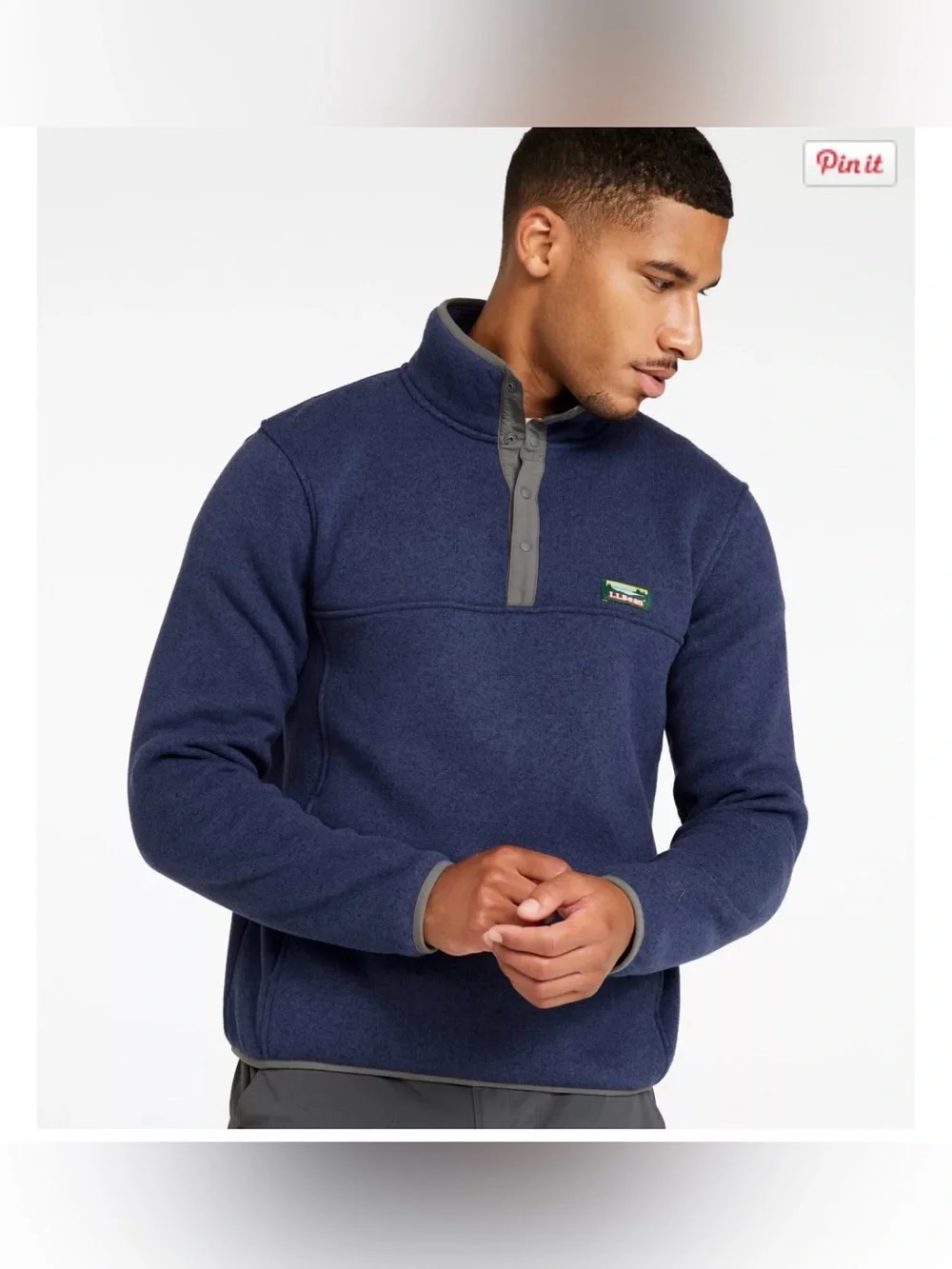 NWT LL Bean Men's Blue Fleece Pullover
